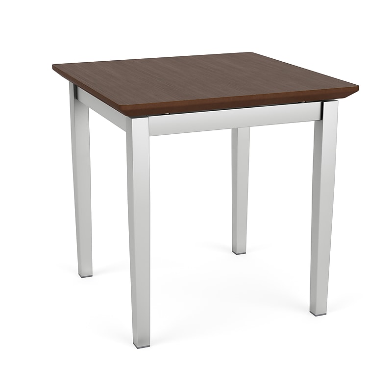 Lesro Amherst Steel 20"W x 20"D Laminate End Table, Riftwood Walnut/Silver (AS0620.SSV.TRW) image 1