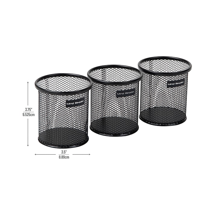 Mind Reader Metal Pen and Accessory Holder Desk Organizer, Black