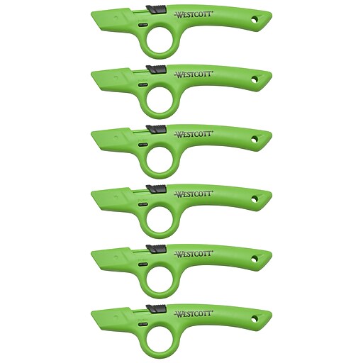 Westcott Full Size Retractable Ceramic Box Cutter, Green, 6/Box (17530) Staples