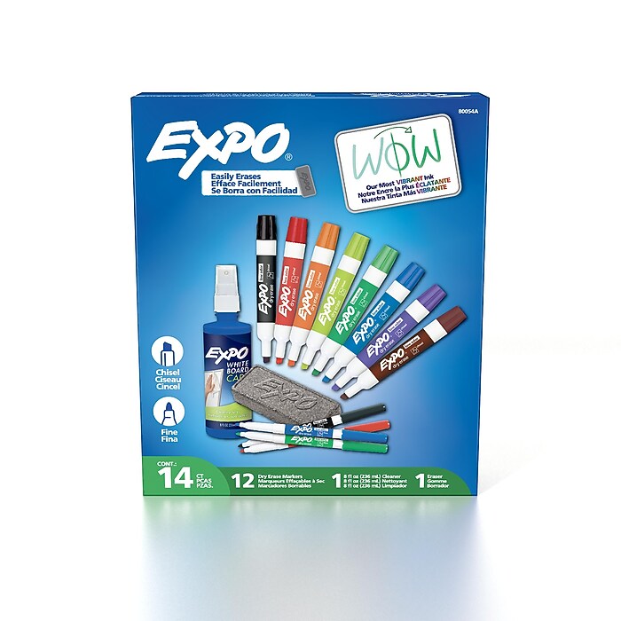 Expo Low Odor Dry-Erase Kit, Anti-Roll, Assorted Colors (80054