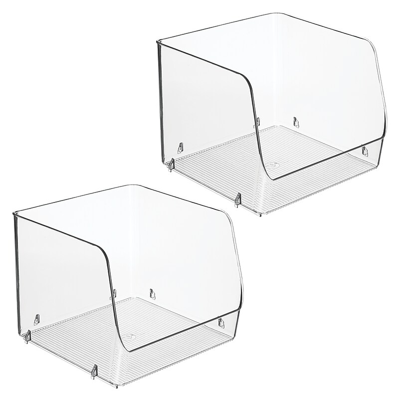 iDESIGN Small Stackable Plastic Storage Bin, Clear, 2/Pack (28013M2) image 1