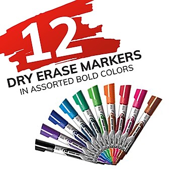 BIC Intensity Advanced Dry Erase Markers, Fine Bullet Tip, Assorted, 12/Pack (GELIPP121AST)