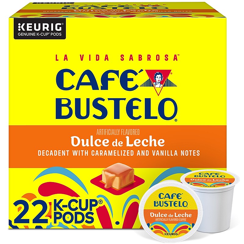 Cafe Bustelo Dulce de Leche Coffee Keurig K-Cup Pods, Light Roast, 22/Box (5000389577) image 1
