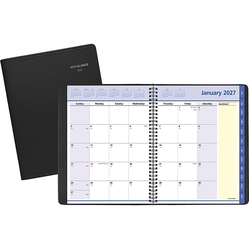 2027 AT-A-GLANCE QuickNotes 8.25" x 11" Monthly Planner, Faux Leather Cover, Black (76-06-05-27) image 1