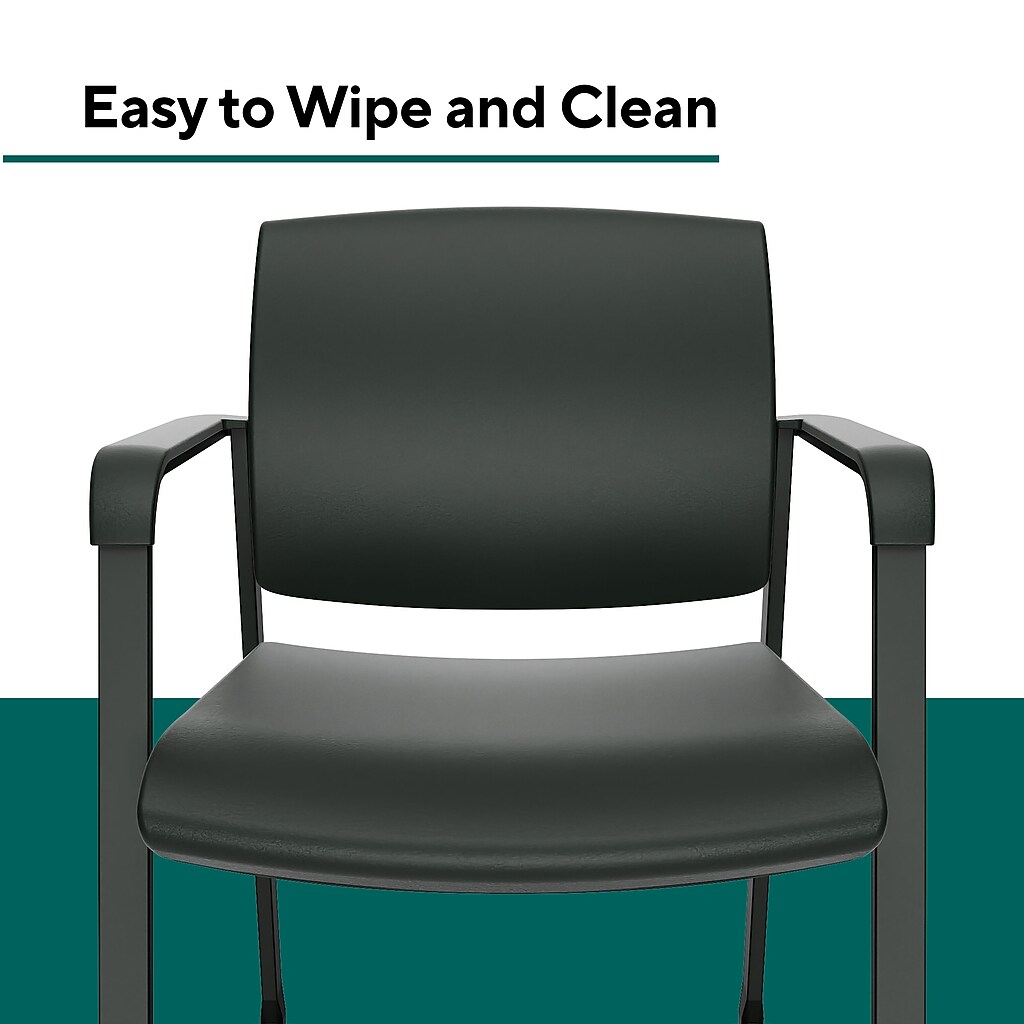 Easy to wipe and clean text over close-up of chair