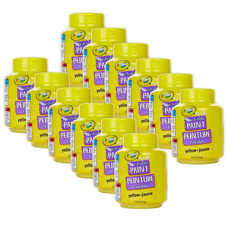Crayola Washable Kid's Paint, Yellow, 2 oz., 12/Bundle (BIN542834-12) image 1