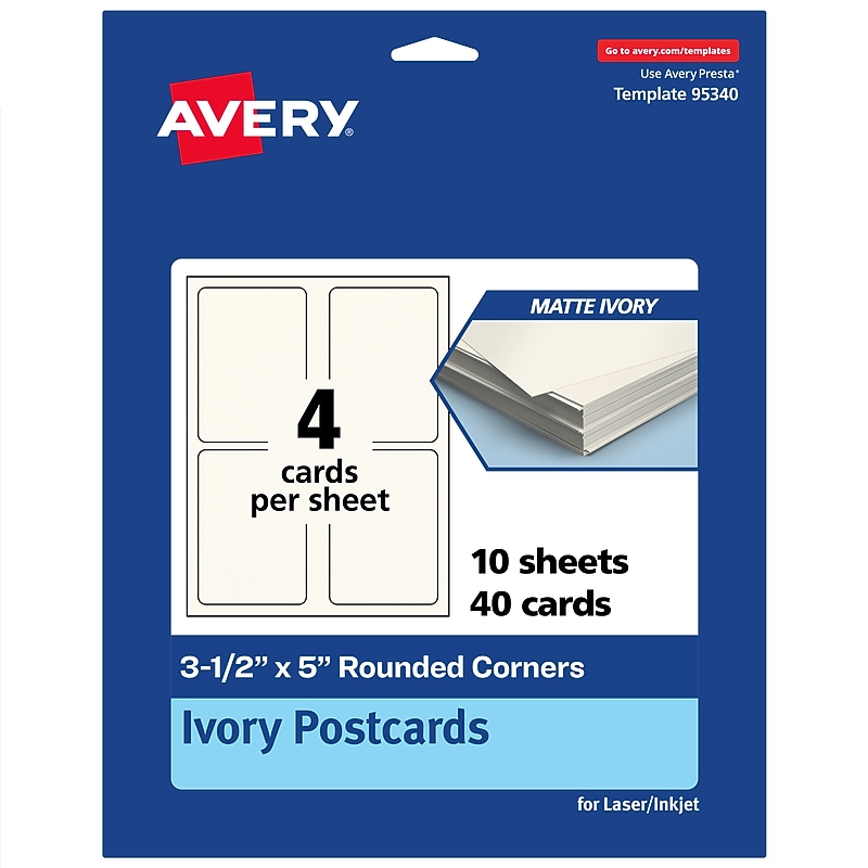 Avery Integrated Cards, 3.5" x 5", Matte Ivory, 40/Pack (95341) image 1