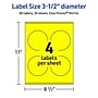 Avery Laser/Inkjet Round Multipurpose Labels, 3.5" Dia., Neon Yellow, 80/Pack (94514)~#|#~AA885C0F-6A77-4174-A268A8043AAC1650_sc7