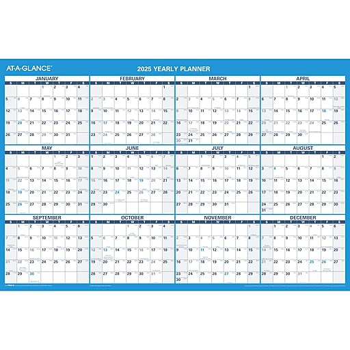 20252025 ATAGLANCE 36" x 24" Academic & Calendar Yearly WetErase