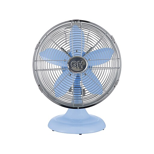 Good Housekeeping Oscillating Desk Fan, 3-Speed, Silver/Light Blue ...