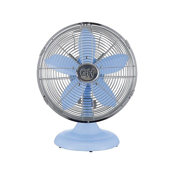 Good Housekeeping Oscillating Desk Fan, 3-Speed, Silver/Light Blue