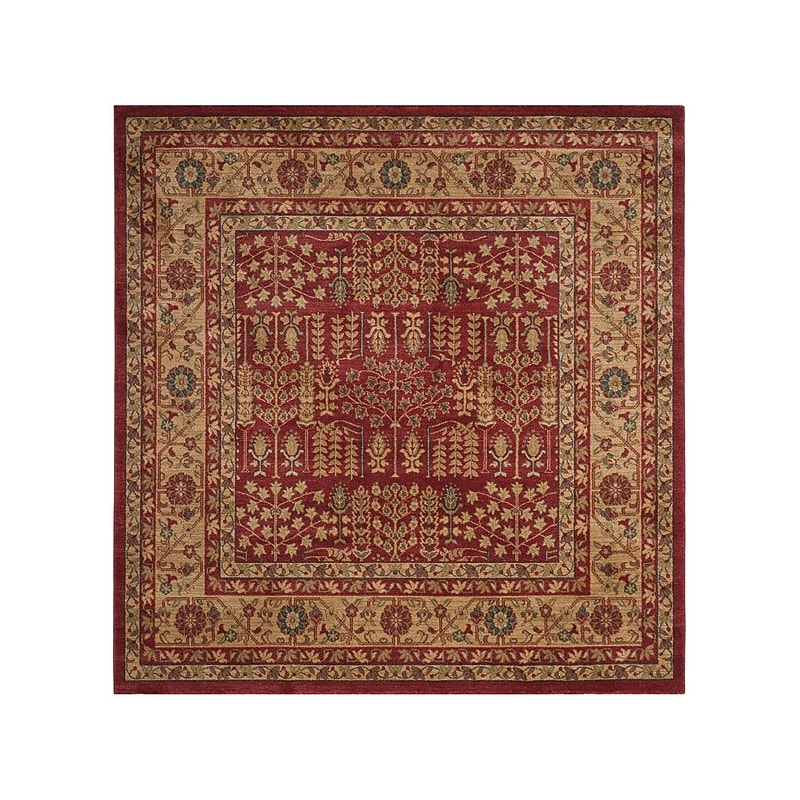 Safavieh Mahal Collection 8' x 8' Square Indoor Area Rug, Machine Made, Red/Natural (MAH697A-8SQ) image 1