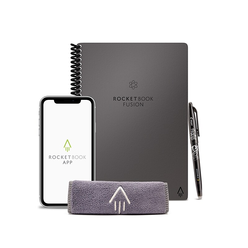 Rocketbook Fusion Reusable Notebook Planner Combo, 6" x 8.8", 42 Sheets, Gray (EVRF-E-RC-CIG-FR) image 1