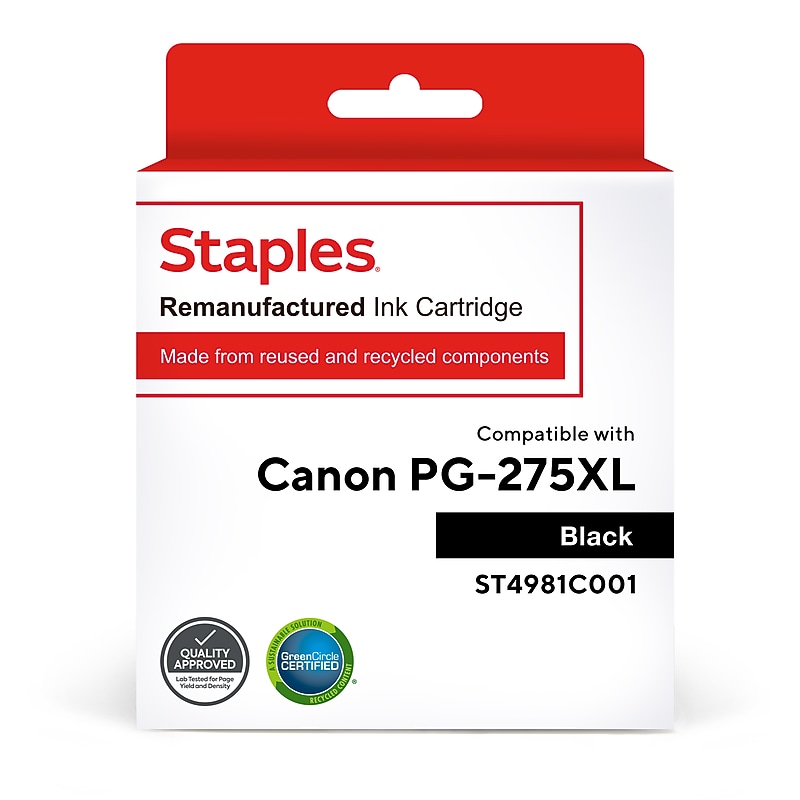 Staples Remanufactured Black High Yield Ink Cartridge Replacement for Canon PG-275XL (ST4981C001) image 1