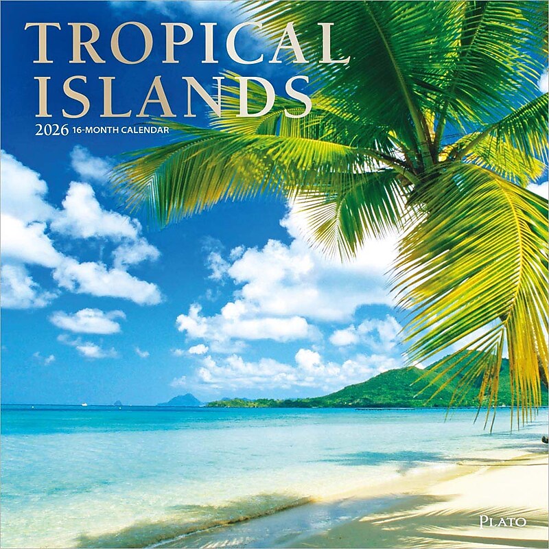 2026 Plato Tropical Islands 12" x 12" Monthly Wall Calendar (9798330706778) image 1