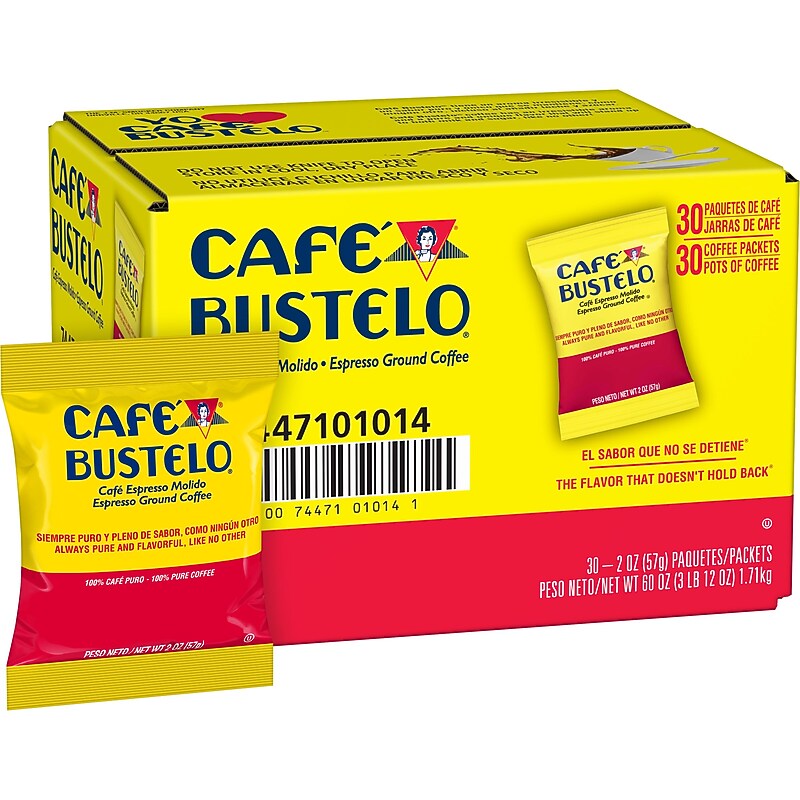 Café Bustelo Espresso Coffee Fraction Pack, Espresso Roast, 2 oz., 30/Carton (SMU01014) image 1