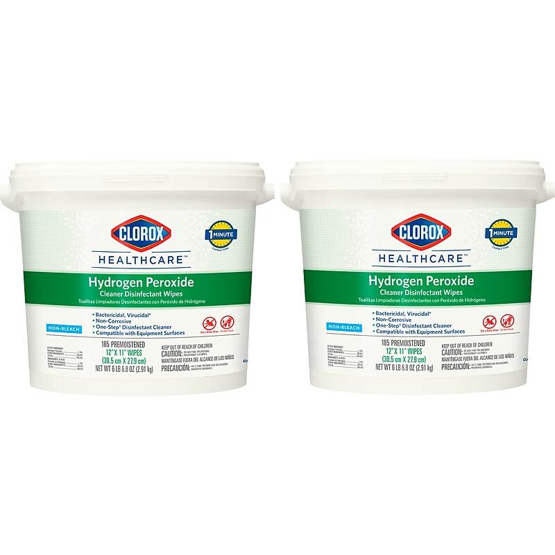 Clorox Healthcare Disinfecting Wipes, 185 Wipes/Bucket, 2/Carton (30826) image 1