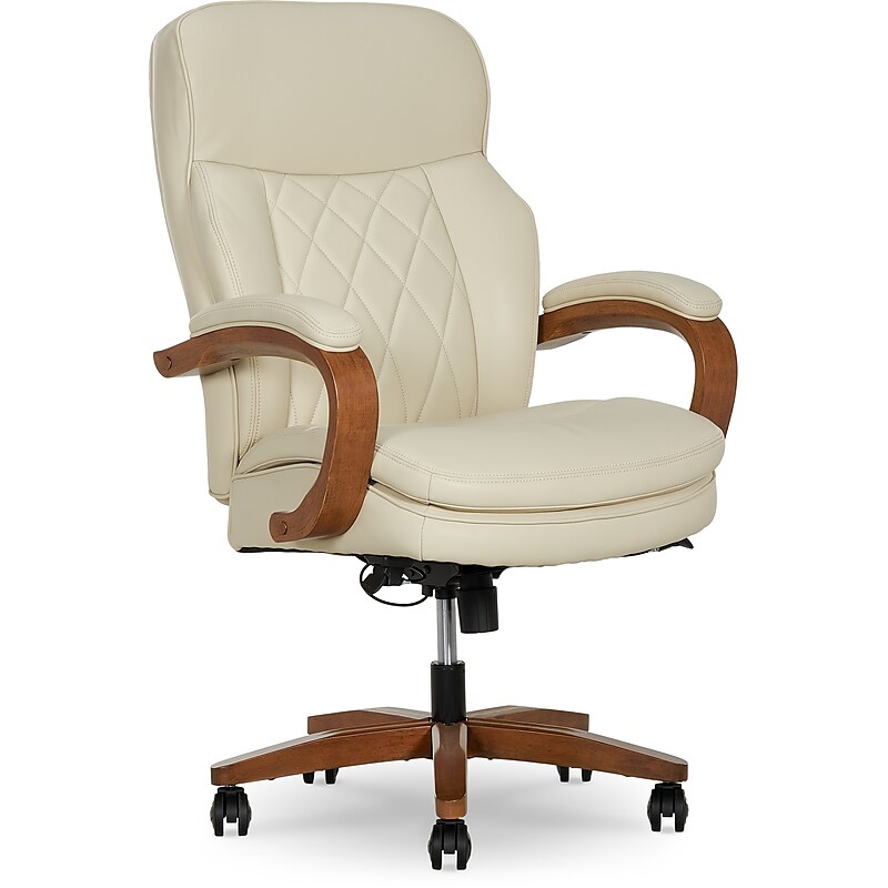 La-Z-Boy Colston Ergonomic Vegan Leather Swivel Executive Chair, Cream (60120-CRM) image 1