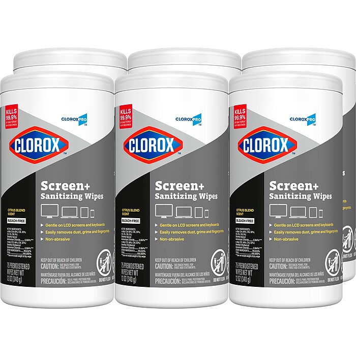 衛生日用品 Rock CloroxPro Clorox Screen+ Sanitizing Wipes, Bleach Free, Citrus