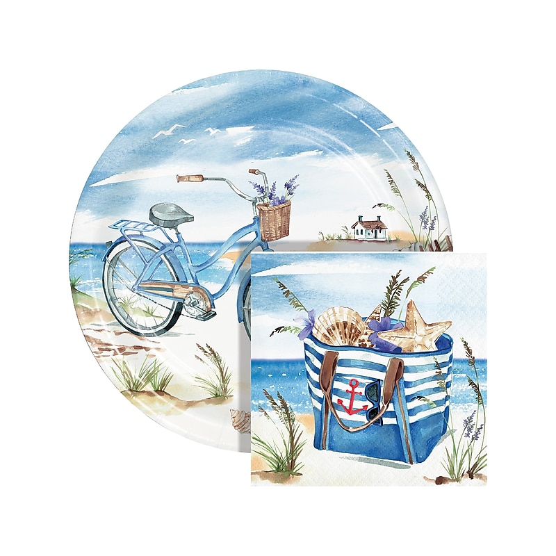 Creative Converting Seaside Summer Plates and Napkins Kit, Multicolor (DTC8662E2G) image 1