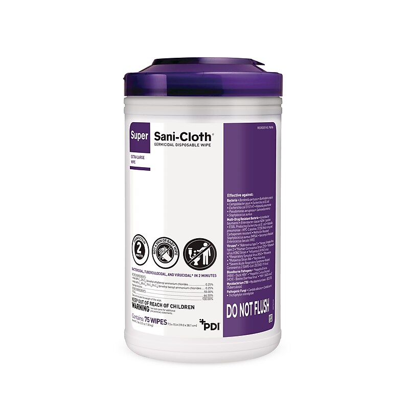 PDI Super Sani-Cloth Disinfecting Wipes, 75 Wipes/Container (P86984) image 1