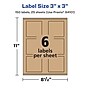 Avery Square Labels, 3" x 3", Kraft Brown, 150 Labels/Pack (94101)~#|#~AAE925D6-53B3-47A6-8DB6183392F959EA_sc7