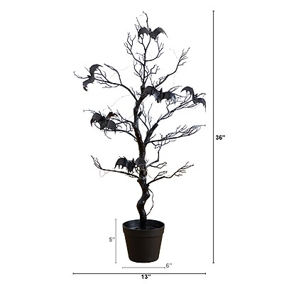 Nearly Natural Pre-Lit Artificial Halloween Black Spooky Twig Tree
