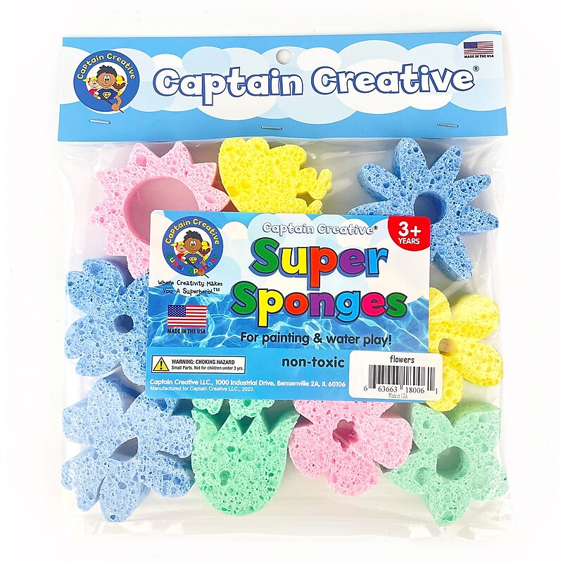 Captain Creative Super Sponges Flowers Pack, 8/Pack (APISS18006) image 1