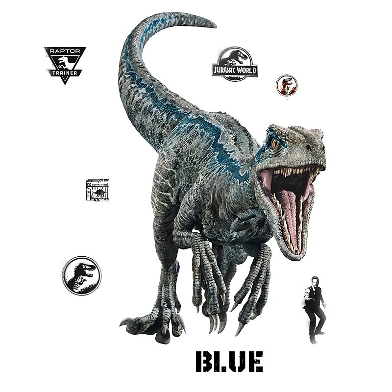 York Wallcoverings Jurassic World 2 Blue Velociraptor Children's Decal, Music, Movies & TV (RMK3799GM) image 1