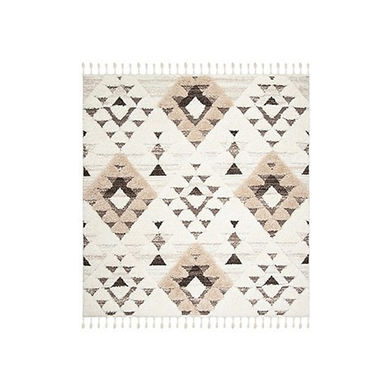 Safavieh Moroccan Tassel Shag Collection 8' x 8' Square Indoor Area Rug, Machine Made, Ivory/Brown (MTS688A-8SQ) image 1