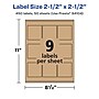 Avery Square Labels, 2.5" x 2.5", Kraft Brown, 450 Labels/Box (94104)~#|#~AB0F3C13-044C-4071-A2116808ECE54A66_sc7
