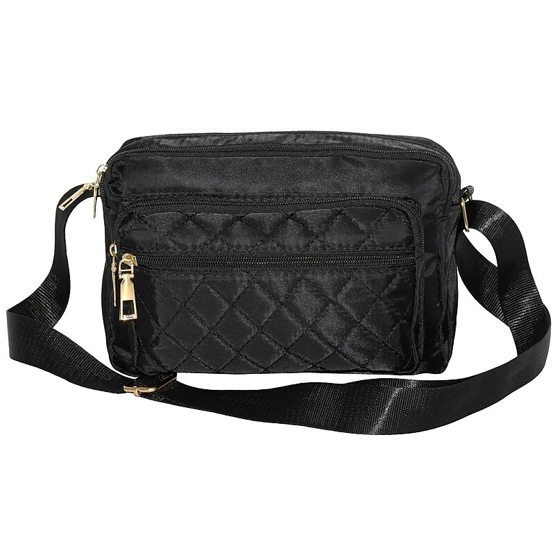 Nicci Polyester Cross-Body Quilted Bag, Black (CBMGN01-BLK) image 1