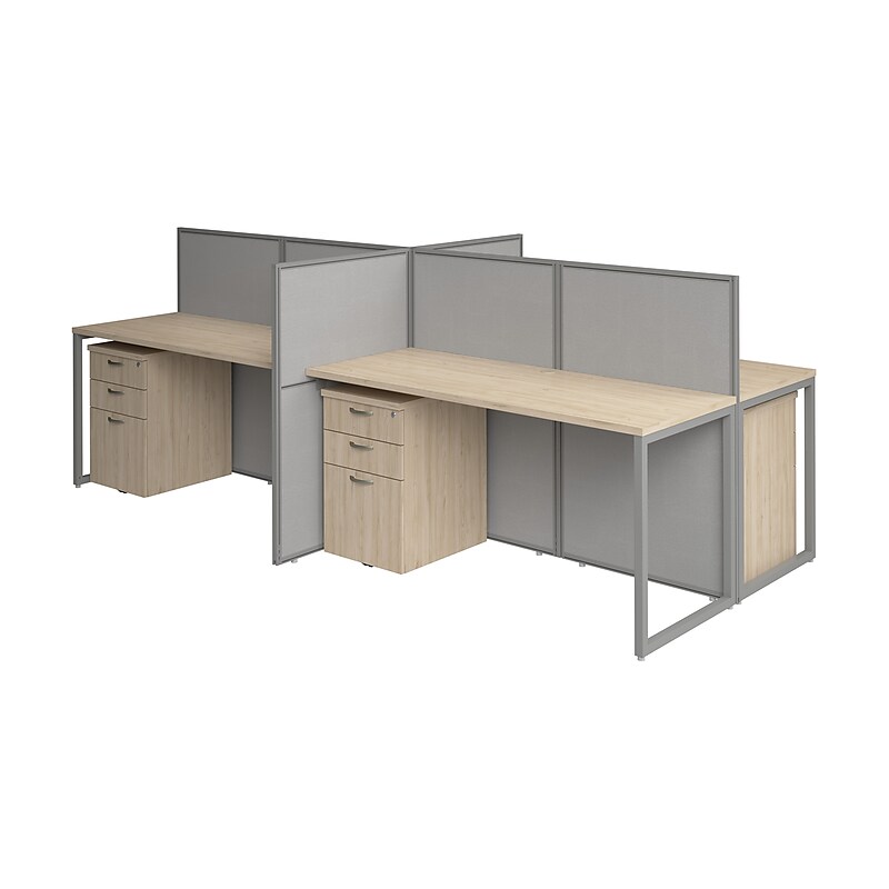 Bush Business Furniture Easy Office 4 Person Cubicle Desk with Drawers, Natural Elm (EOD660SNE-03K) image 1