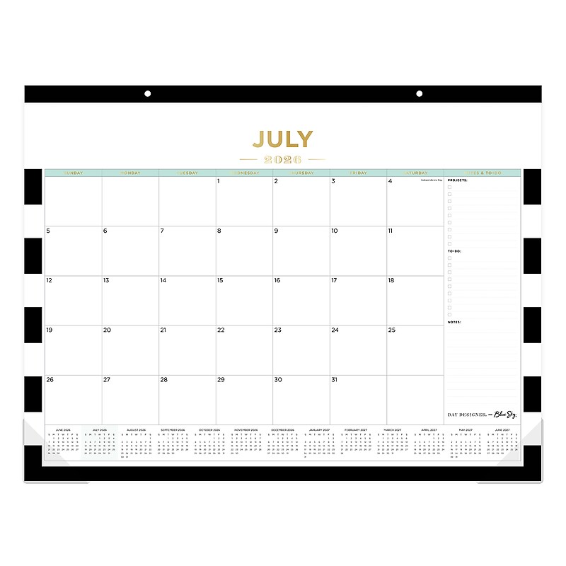 2026-2027 Blue Sky Day Designer Rugby Stripe 17" x 22" Academic Monthly Wall Calendar (138443-A27) image 1