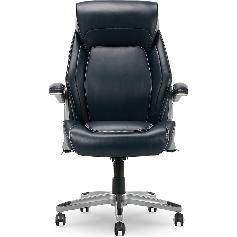 La-Z-Boy Meyer Ergonomic Bonded Leather Swivel Executive Chair, Navy (60082-NVY) image 1