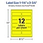 Avery Laser/Inkjet Rectangle Multipurpose Labels, 1.25" x 3.75", Neon Yellow, 120/Pack (94228)~#|#~AB29E1CB-82D3-4914-9E6B29F2B4F7F9B8_sc7