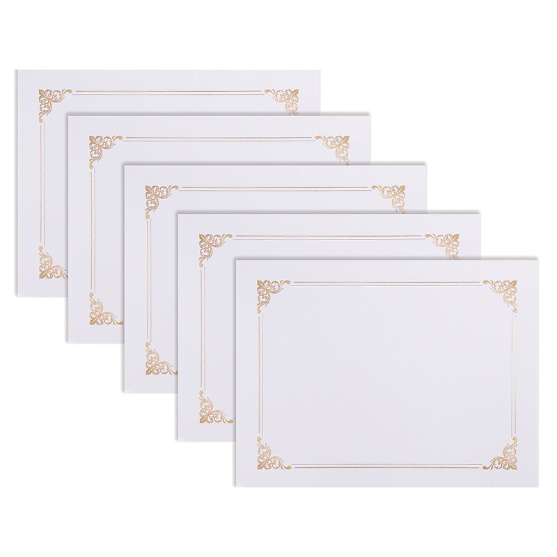 Better Office Certificate Holders, 8.75" x 11.25", White/Gold, 25 Certificate Holders/Pack (65259-25PK) image 1