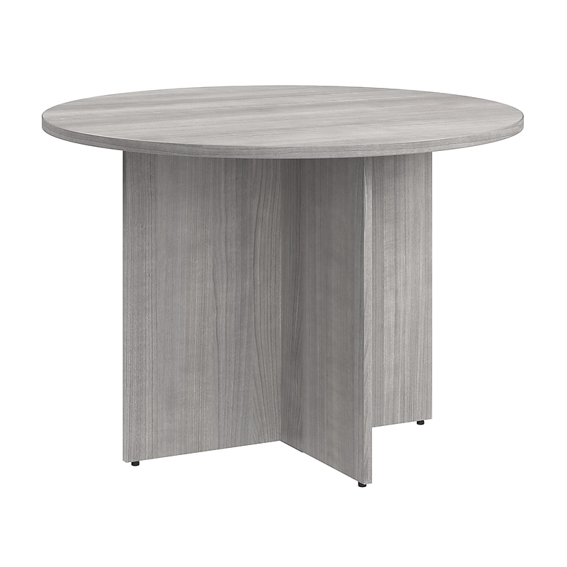 Bush Business Furniture 42W Round Conference Table with Wood Base, Platinum Gray (99TB42RPG) image 1