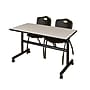 Regency Kobe 48" Flip Top Mobile Training Table- Maple & 2 'M' Stack Chairs- Black~#|#~AB368BE6-1EC0-486C-BD7C48C2520A804D_sc7