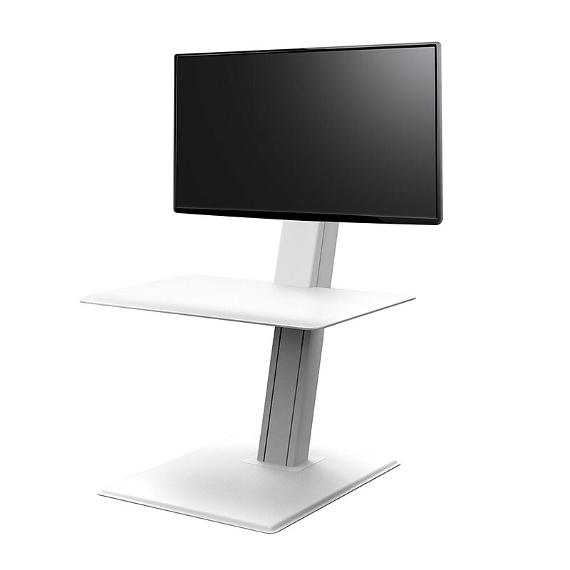 Humanscale QuickStand Eco 28"W Manual Rectangular Adjustable Standing Portable Desk for Single Monitor, White (QSE2SMW) image 1