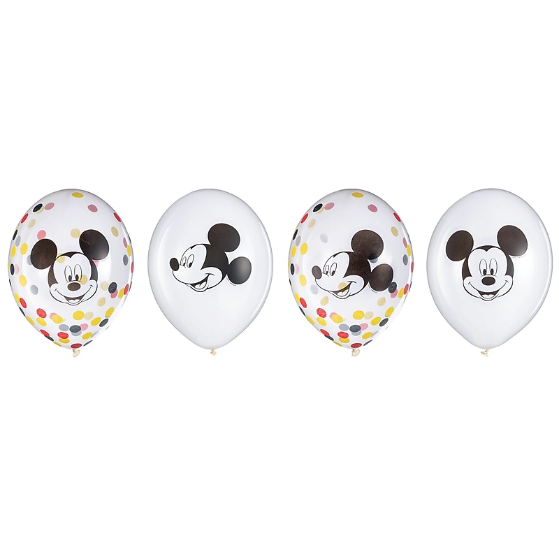 Party City 12" Mickey Mouse Forever Latex Confetti Balloons, 6/Pack (AM112480) image 1