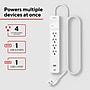Staples TECH 4-Outlet 2-USB Port Surge Protector, 3', 1800 Joules, White (ST62773)~#|#~AB536FEB-FDD7-4589-88934E65F1FB605F_sc7