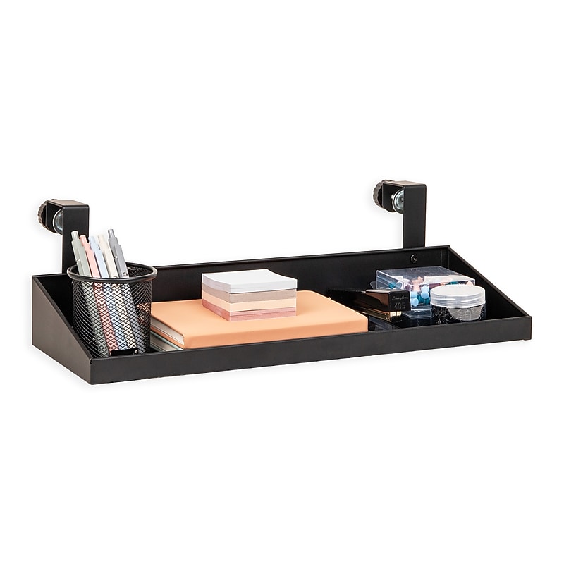 Mind Reader Hanging Metal Cubicle Shelf, 6" x 7" x 20.25", Black (HANGSHELF-BLK) image 1