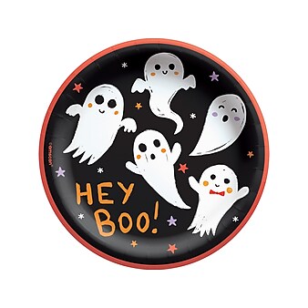 Amscan Spooky Friends Halloween Dessert Plate, Multicolor, 50/Pack, 2 Packs/Set (742997)