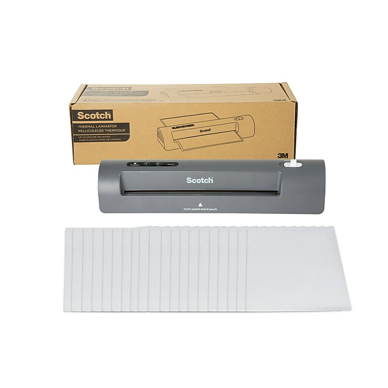 Scotch Thermal Laminator with 20 Thermal Pouches, 9" Width, Gray (TL901X-20)