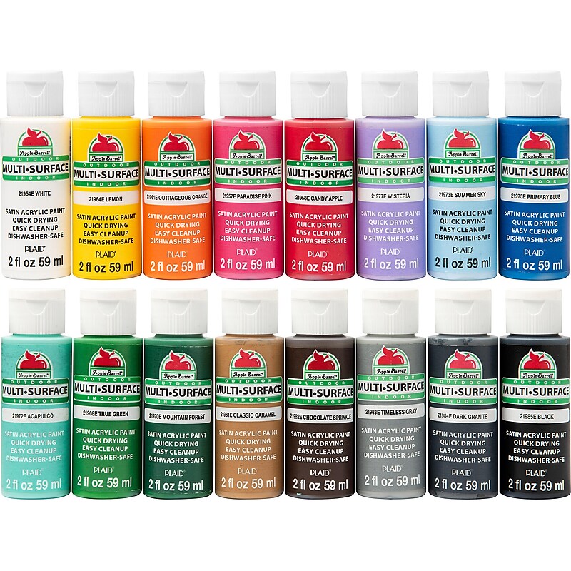 Apple Barrel Multi-Surface Acrylic Paint, 2oz., 16/Set (APPPROMOABMS1) image 1