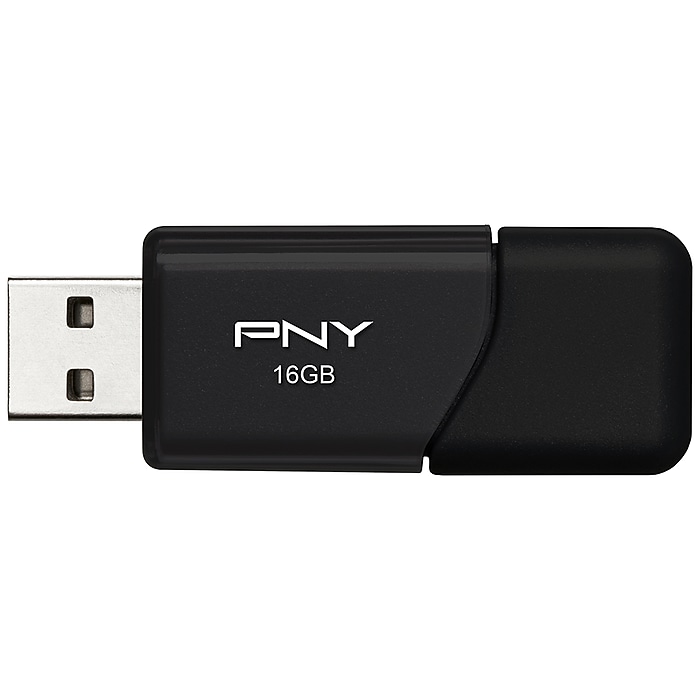 PNY Attaché 3 16GB USB 2.0 Type A Flash Drive, Black (P-FD16GATT3