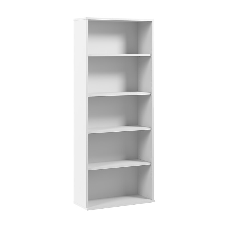 Bush Business Furniture Hustle Tall 5 Shelf Bookcase, White (HUB230WH) image 1