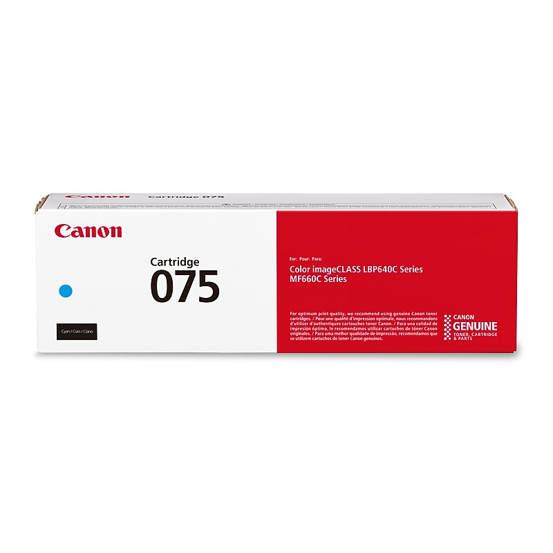 Canon 075 Cyan Standard Yield Toner Cartridge, Prints Up to 1,300 Pages (6364C001) image 1