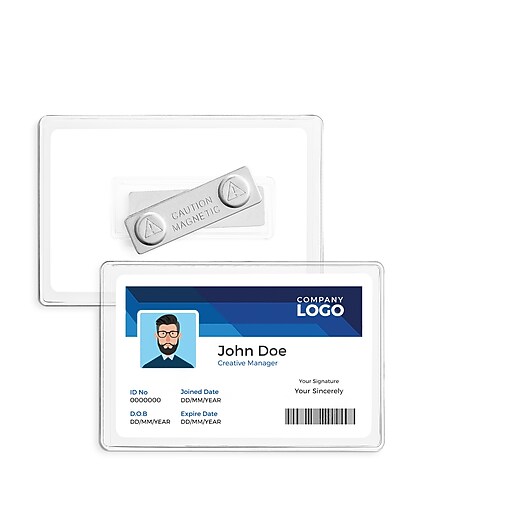 Staples Badge Holders, 2.25" x 3.5", Vinyl, Clear, 25/Pack
